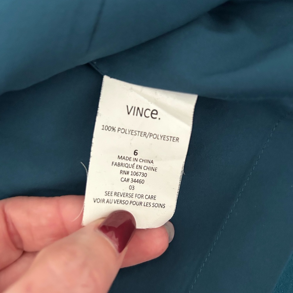 Vince Women’s Sleeveless Deep Teal Shift Dress Sz 6 - Picture 7 of 7